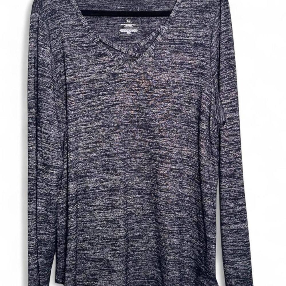Sonoma Women's XL Blue Grey Heathered Long Sleeve Stretch Comfy Casual